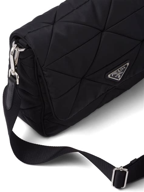 prada re-nylon shoulder bag black|Prada padded nylon shoulder bag.